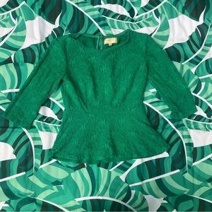 Moulinette Soeurs for Anthropologie green lace blouse, size 8